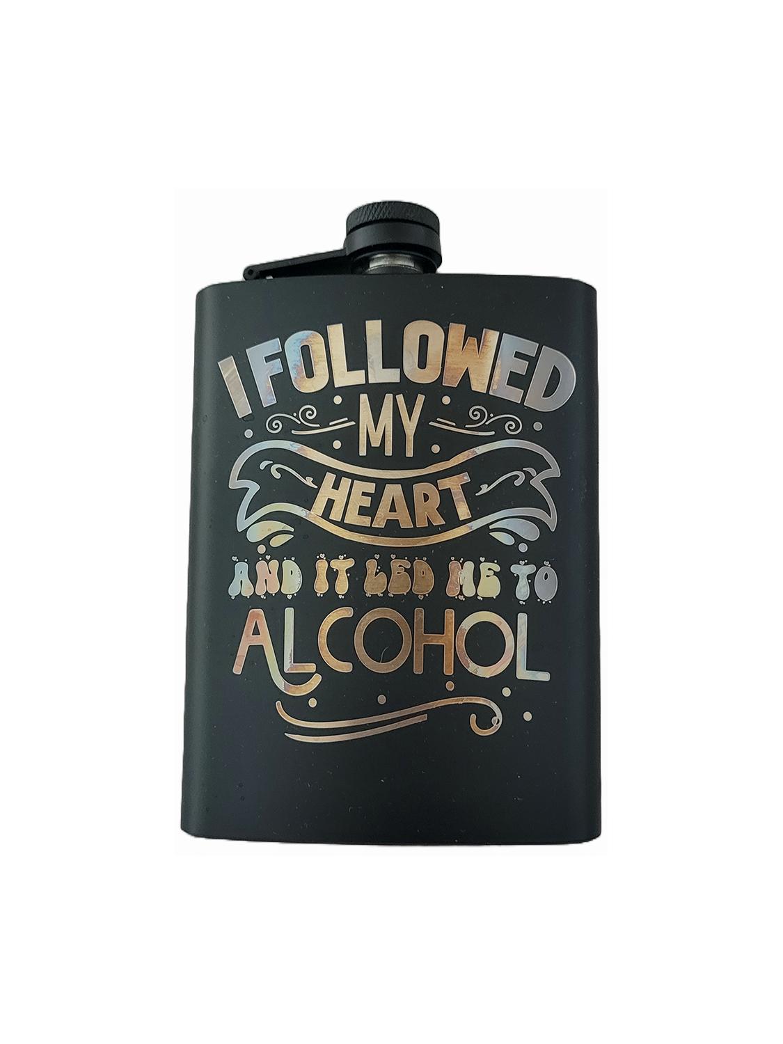 Hip Flask Noir 8oz – Gourde Plate En Inox (HipFlaskPlus)